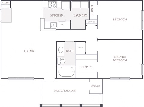 2 Bed 1 Bath Floor Plan at The Columns at Bear Creek, Florida, 34654